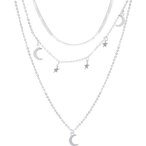 New Fashion Jewelry Necklace Statement Necklace All-match Necklace Five-pointed Star Moon Necklace Women Wholesale
