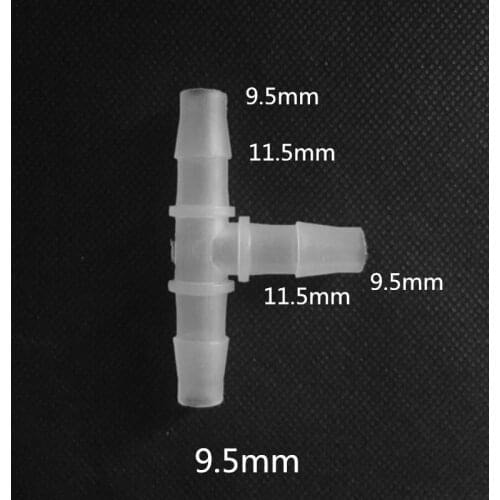 Plastic Barbed Tee Connector Hose Pipe Joiner Tube Fitting 9.5mm