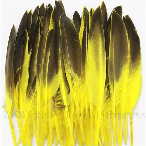 10-100PCS Natural 17-25CM (5-10 inches) Grey Duck Wing Feather Dyed Yellow DIY Craft Ornaments Pendant Accessories Feather