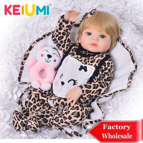 KEIUMI 23'' Reborn Girl Lifelike Newborn Babies Dolls Full Body Silicone Vinyl Adorable 57 cm Alive Boneca Reborn Birthday Gift