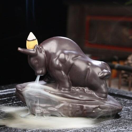 T Household Indoor Reflux Insence Burner Ceramic Buddhist Supplies Creative Backflow Incense Holder Optional 50pcs Incense Cones