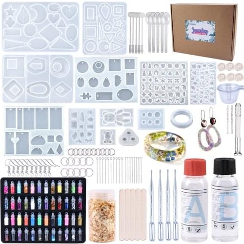 Silicone Molds DIY Kit With Resin Jewelry Making Set Epoxy Resin Mold Casting Tools for Jewelry Art Decoration Craft DIY