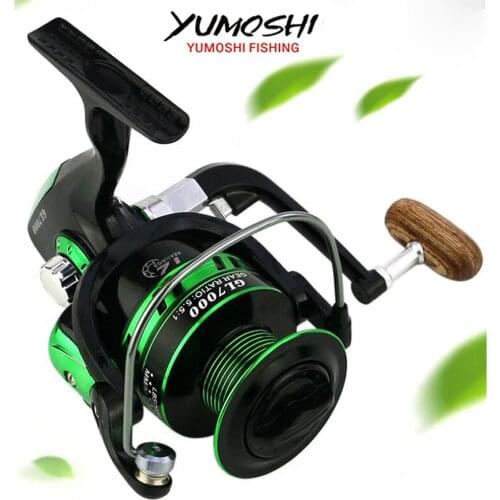 Folding Spinning Fishing Reels 12BB 5.5:1 Full Metal Spool with Exchangeable Handle
