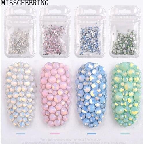 1pack Mixed Size (SS4-SS20) Crystal Colorful Opal Nail Art Rhinestone Decorations Glitter Gems 3D Manicure Books Accessory Tools
