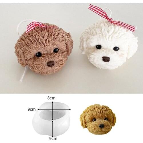 Teddy Dog Head Candle Silicone Mold Animal Shape Fragrance Candle Making Wax Mould Korean Style Candle Mold