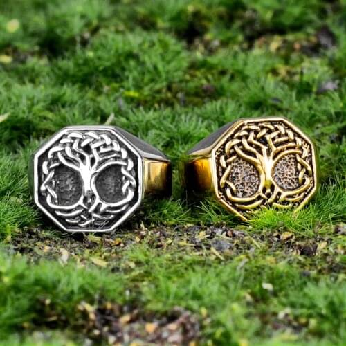 Viking Tree of Life Celtics Knot Stainless Steel Mens Rings Punk for Male Boyfriend Biker Jewelry Creativity Gift Wholesale