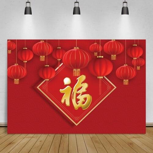 Vinyl Background For Photography Happy New Year Of Chinese Spring Festivals Red Lantern Party Decor Poster Photographic Backdrop