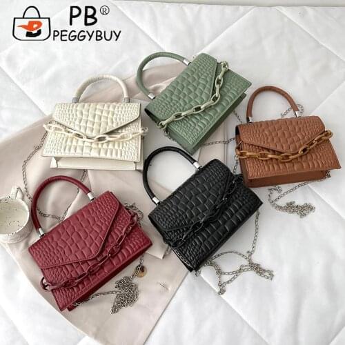 Vintage Alligator Pattern PU Chain Shoulder Bag Women Small Flap Messenger Bags Soft Leather Women Designer Handbag