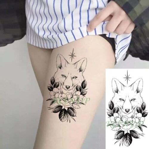 Waterproof Temporary Tattoo Sticker cross cool wolf head rose flower black Fake Tattoo Flash arm leg Tattoo for Girl Women Men