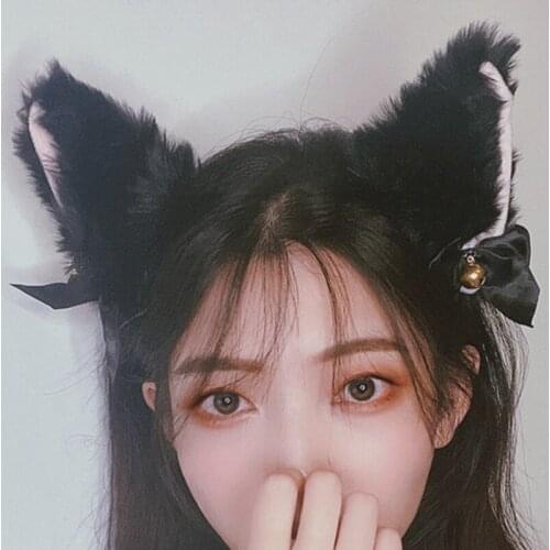 Cosplay Cat Ear Party Costume Bow Tie Bell Headwear Fahsion Masquerade Halloween Cat Ears Headband Hair Accessories for Women
