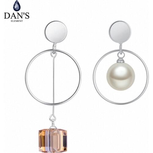 DANS ELEMENT Silver Color Austrian crystal Fashion Jewelry Stud Earrings For Women Top Quality Wholesal #133753