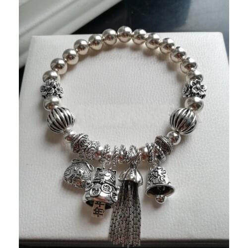 GB S925 Sterling Silver Bracelet Womens Palace Bell Bell Personality Fortune Transfer Wild Bracelet