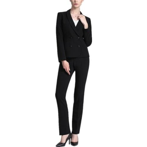 Womens pants suits Fashion slim double-breasted women suit 2-piece blazer+pants Ladies casual professional wear customization