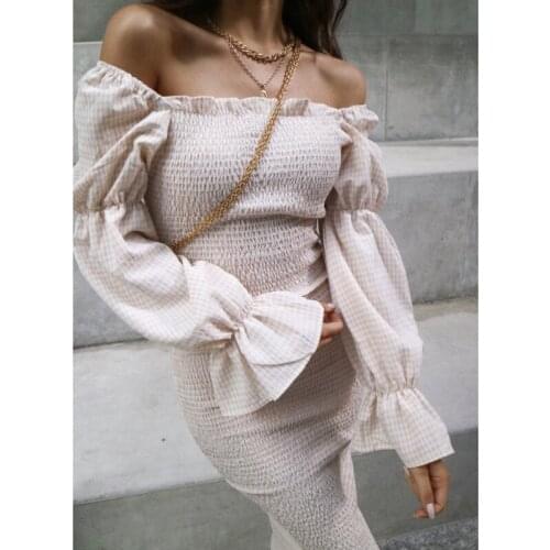 2021 Autumn New Women Fashion Slash Neck Lace Pleated Dress Sexy Off Shoulder Bodycon Elastic Casual Skinny Vestidos