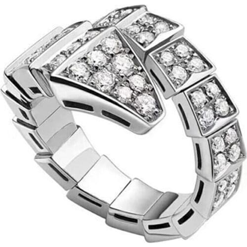 Original Design 925 Sterling Silver Snake Rings Women Luxury Engagement Wedding Party Exquisite and Elegant Diamond Fine Jewelry