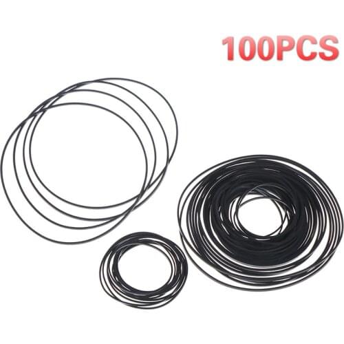 100PCS Universal Mix Cassette Tape Machine Belts Assorted Common Drive Flat Rubber Belt for cd DVD Recorders Walkman