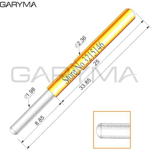 100Pcs in a Pack Dia 1.98mm P156-J1 Spring Test Probes Pogo Pin Length 33.85mm Stroke Spring Froce:250g Tool Wholesale