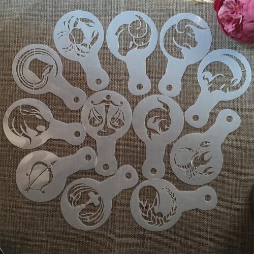 12Pcs/Lot 14*8.5cm Twelve constellations DIY Layering Stencils Painting Scrapbooking Stamping Embossing Album Card Template