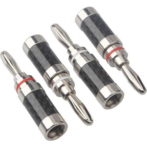 2pcs Carbon Fiber Rhodium-Plated Banana Plug Speaker Audio Connector High Quality Jack Speaker Terminal Bananas Adapter DIY