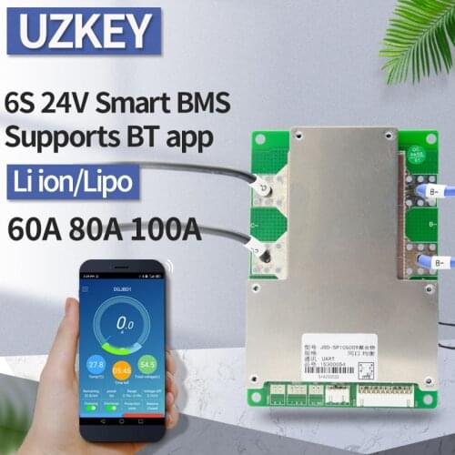 6s 24v smart bluetooth 60a 80a 100a Solar battery lipo lifepo4 Automated Guided Vehicle Lithium Battery Protection Board