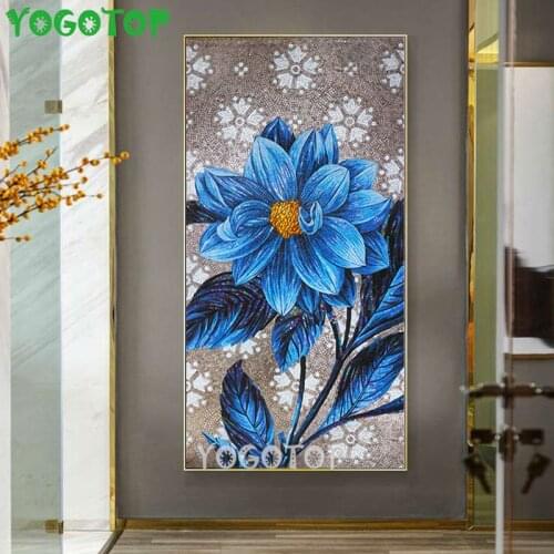Blue Flower diy diamond painting rhinestone full square/Round drill mosaic diamond embroidery large Abstract Peony Art YY4492