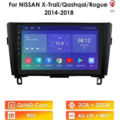 Android 9.0 Car Video Player for Nissan X-Trail T32 Qashqai Rogue 2014-2018 10.1inch 2Din Stereo Radio Multimedia Navigation GPS