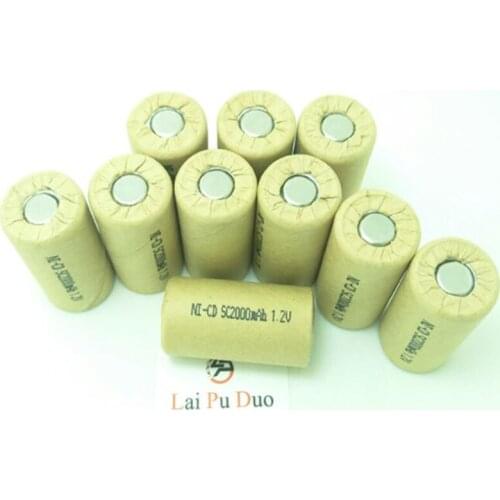 20pcs sub c battery SC battery rechargeable battery replacement 1.2v 10A with tab 2000mah for makita or dewalt & bosch or Hitach