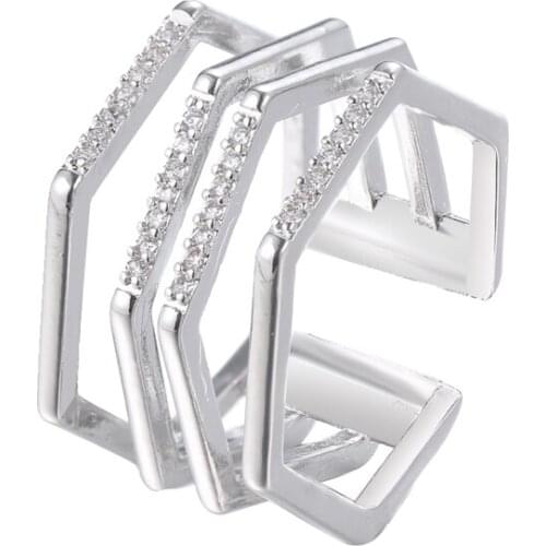 Bettyue Modern Geometry Shape Ring For Women Cool Jewelry With Tiny Cubic Zircon Punk Style Party Dazzling Ornament