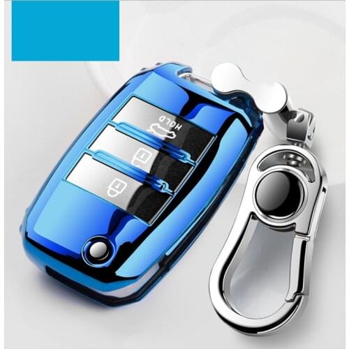 TPU Folding Car Key Cover Protection For KIA Sid Rio Soul Sportage Ceed Sorento CeratoK2 K3 K4 K5 Remote Case Protect Keychain