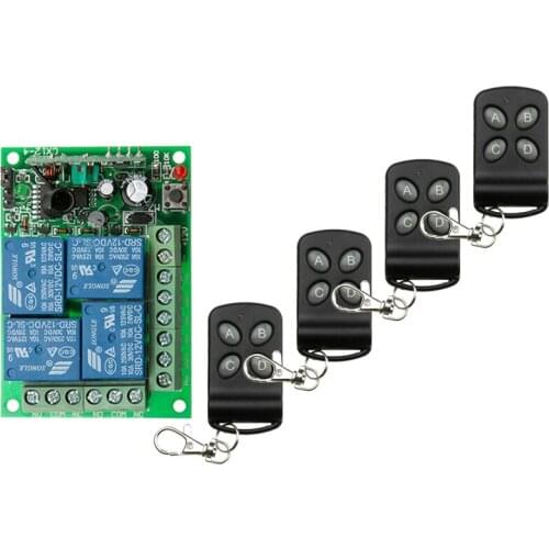 DC 12V 24V 4CH 4 CH 10A Wireless Remote Control Switch Relay Output Radio RF Transmitter Receiver