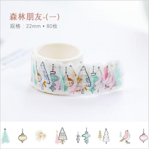 80pcs/pack Forest Animal Friend Plants Happy holiday Decorative Washi Tape DIY Planner Diary Scrapbooking Masking Tape Escolar