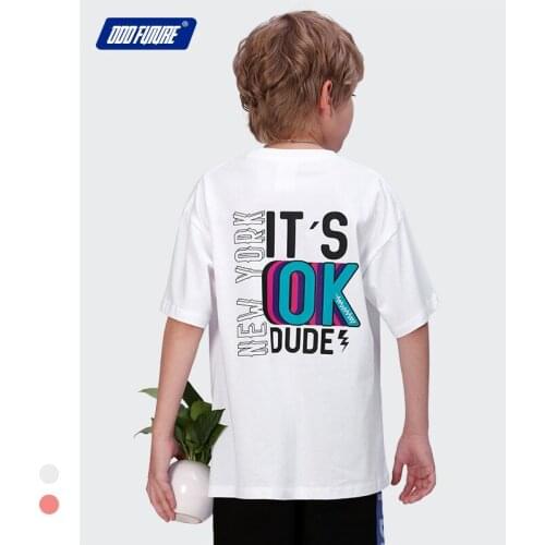 Childrens Cotton T Shirts 2021 Summer Teen Boys Korean Loose Letter Print T-shirts Casual Soft High Quality Tops For Boy 3-11 Y