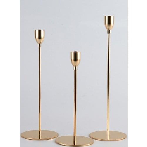 European Vintage Single Head Metal Candle Holder Golden Candlestick Candle Holders Wedding Decorations Candle Sticks Home Decor
