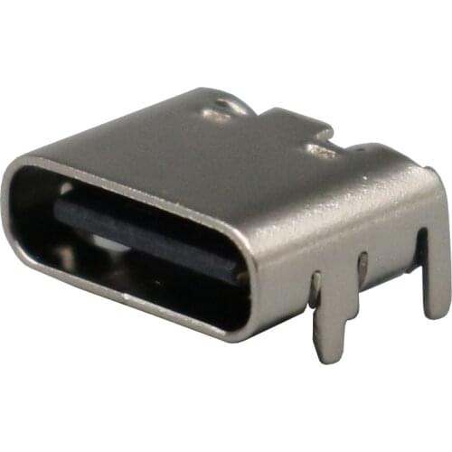 200Pcs Type C USB 3.1 Female Socket 6 Pin 4 Leg Simple Type PCB Mount Solder Connector