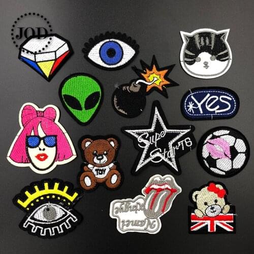 JOD* 1Pc Cartoon Embroidered Iron on Patches for Clothing Children DIY Clothes Patch Applique Stickers Fabric Badges Decorative