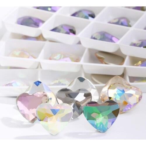 K9 Glass Strass Crystals DIY Accessories Heart Shape Stone For Clothes Bags Shoes Decoration Glitter Crystals Glue On Stones