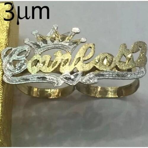 DUOYING Hip Hop Custom Ring Knuckles Two Finger Name Ring Brass Double Plating Personalize Ring For Good Friend CuteJewelry Gift