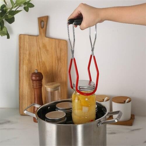 Canning Jar Lifter With Grip Handle Electroplated Iron Can Tongs Clip Heat Resistance Anti-Clip Jar Glass Bottle Holder Kitchen