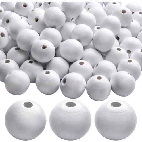 100pcs 20mm Wooden Beads Round Wood Beads Loose Spacer Beads with 4.5mm Large Hole for DIY Handmade Decorations Jewelry Making