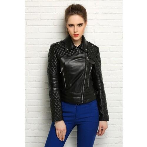 Shipping,fashion style Free Genuine leather women slim jackets.street black Asian size female sheepskin jacket Brand quality