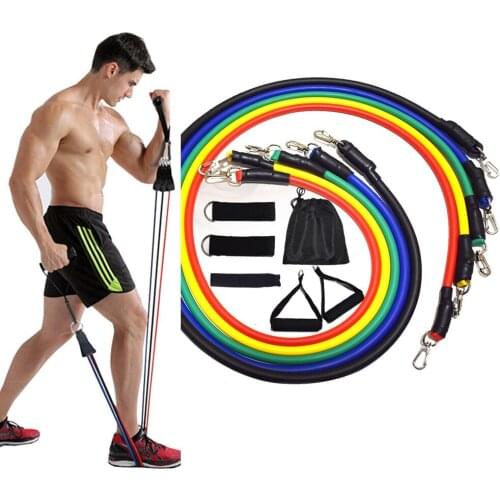 Latex Resistance Band Crossfit Train Home Exercise Strong Health Body Yoga Tube Pull Rope Rubber Expander Elastic Line 11pcs/set