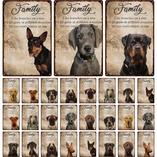 Vintage Animal Cute Dog Cat Metal Poster Tin Signs Family Wall Plaque Pet Shop Home Bar Pub Retro Plate Painting Decor 3Cda-24