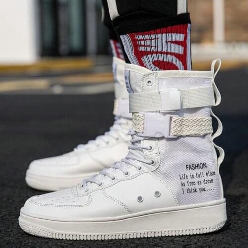 Fashion New Men Sneakers High Top Casual sneaker Flats Shoes Basket Male Hip-hop mid calf Boots Shoes Boys Walking shoes F4-27
