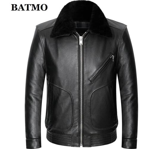 BATMO 2021 new arrival natural cow leather thicked jackets men,Genuine leather coat,plus-size S-4XL TB10