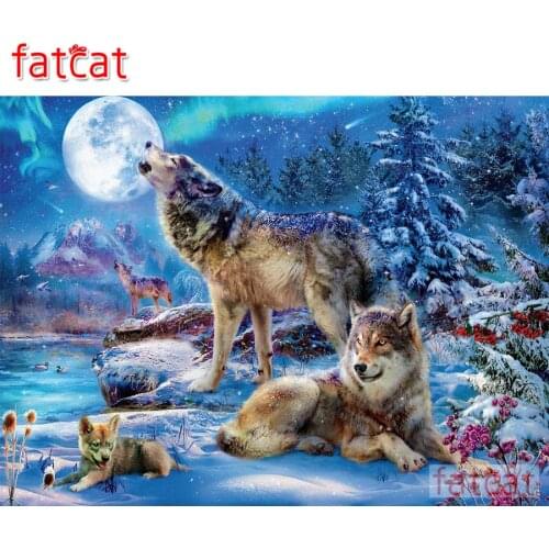 FATCAT Moon wolf 5d diy diamond painting cross stitch full square round drill diamond embroidery animals wall decoration AE3119