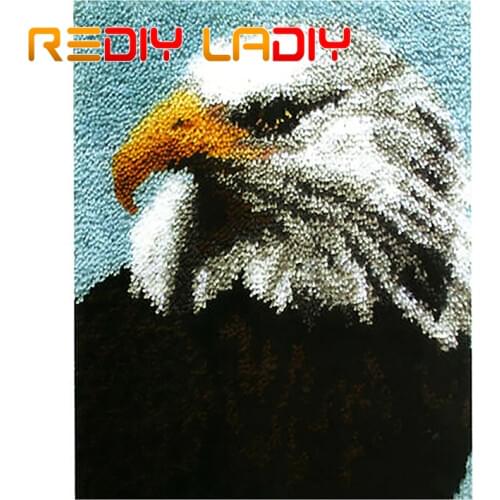Latch Hook Kits Make Your Own Rug Freedom of Eagle Crocheting Cushion DIY Carpet Rug Acrylic Yarn Printed Canvas Hobby & Crafts