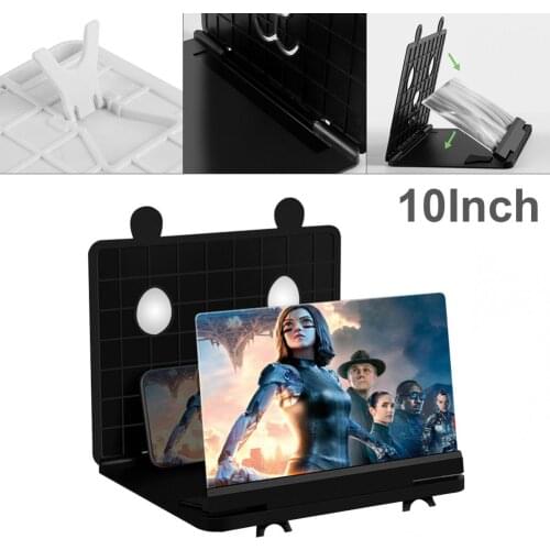 10 Inch 3D Folding Mobile Phone Screen Magnifier HD Video Amplifier Stand Bracket with Movie Game Magnifying Phone Desk Holder
