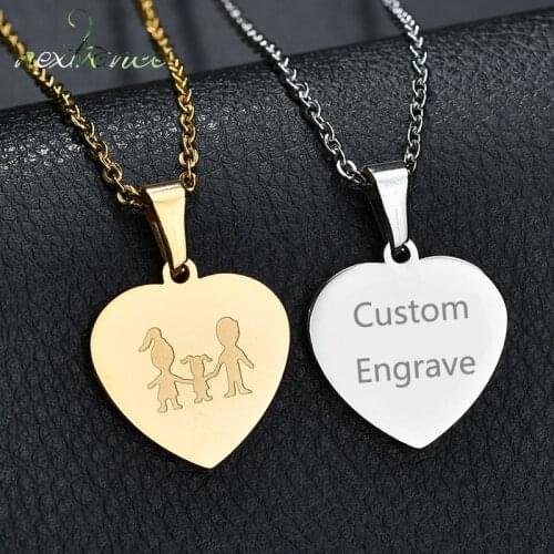 Nextvance Girl Heart Pendant Necklace Mom Dad Daughter Personalized Necklaces for Lover Family Gift Creative Jewelry
