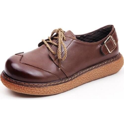 2019 new Lolita retro lace-up flat shoes fashion big head doll round head shoes