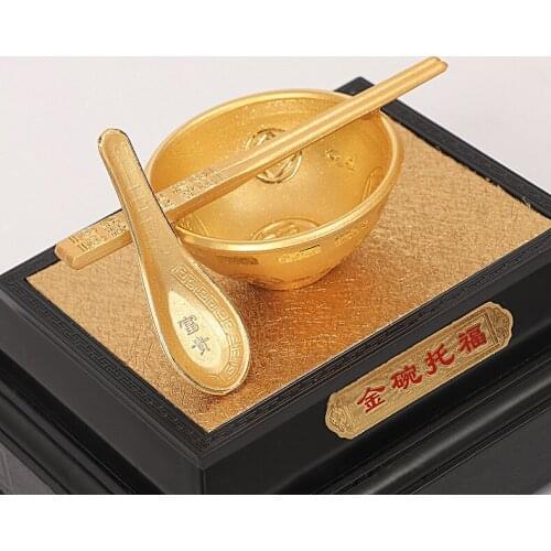Golden appearance of the Bowl chopsticks, Gift home desktop decor decoration ornaments(A783)